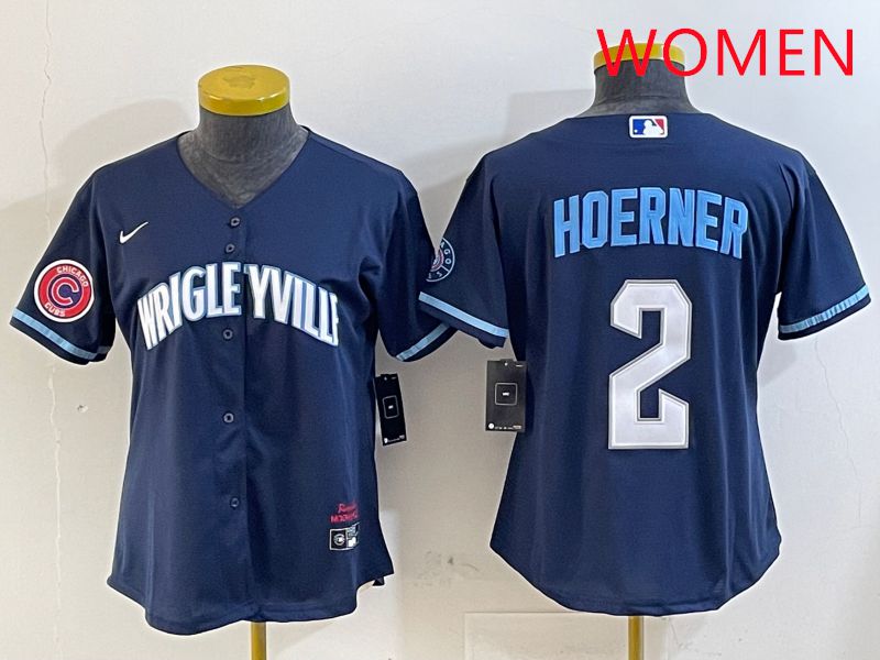 Women Chicago Cubs #2 Hoerner Blue City Edition Game 2025 Nike MLB Jersey style 2->women mlb jersey->Women Jersey